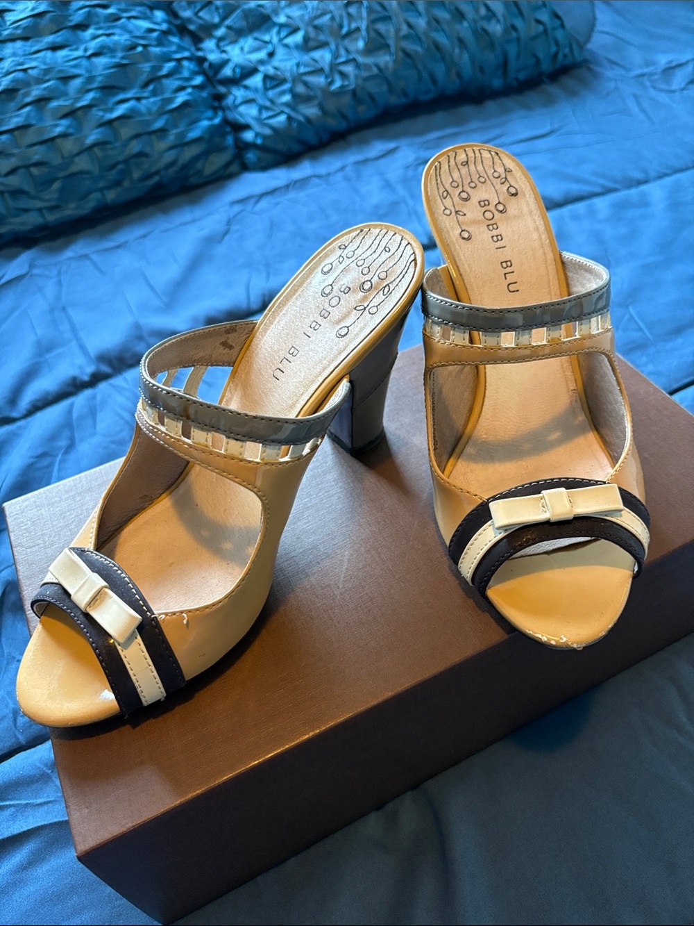 Bobbi Blu Retro Patent Leather Multi-Color Slide Sandals - Size 7